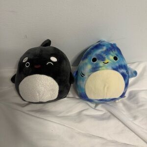 Squishmallows Bundle Blue Tie Dye Luther The Shark & Kai the orca whale 5"